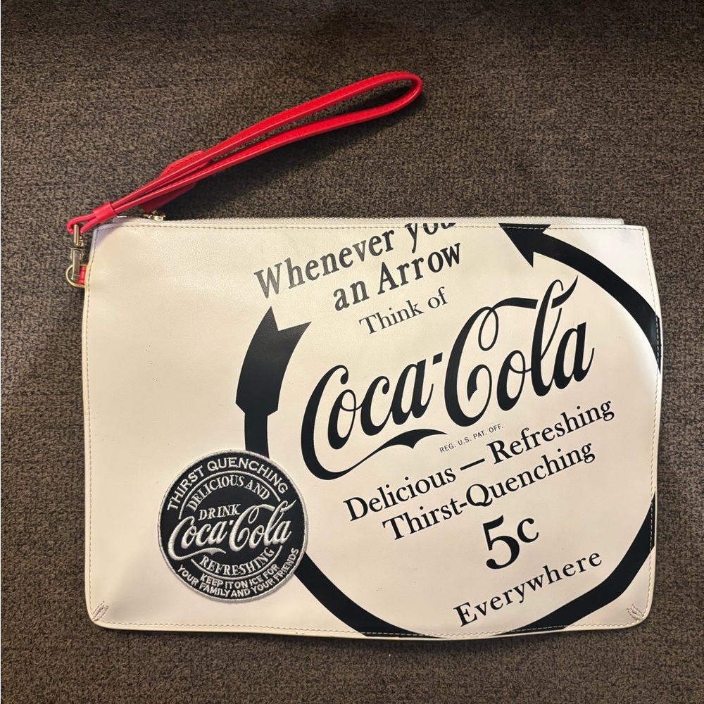 Pinko Coca Cola Coke Leather Pouch New Zipper Pocket With Wriststrap